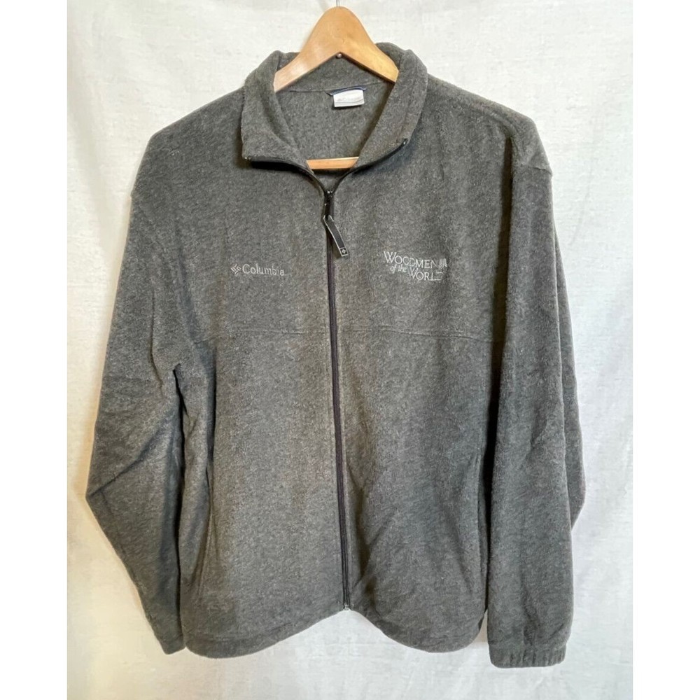 Columbia Gray Fleece Zippered Jacket Windbreaker Woodmen of the World Size XL